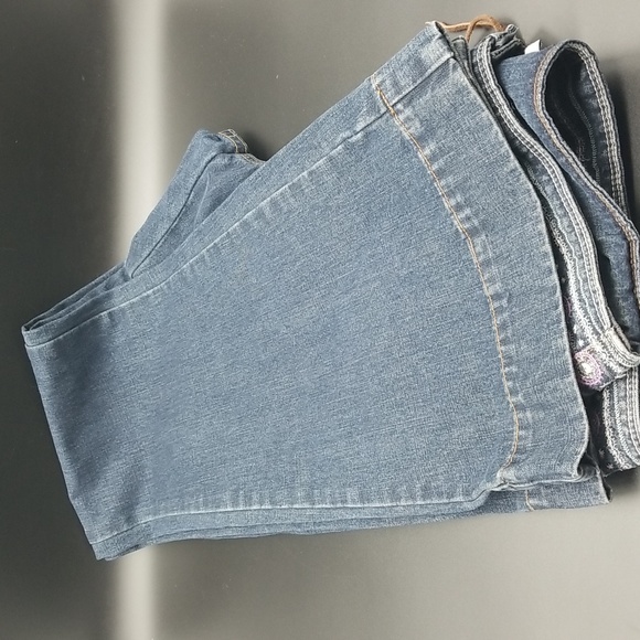 Calvin Klein Jeans Size 10 Embroidered Waist Leather LaceUp Front Wide Leg Jeans - Picture 11 of 13